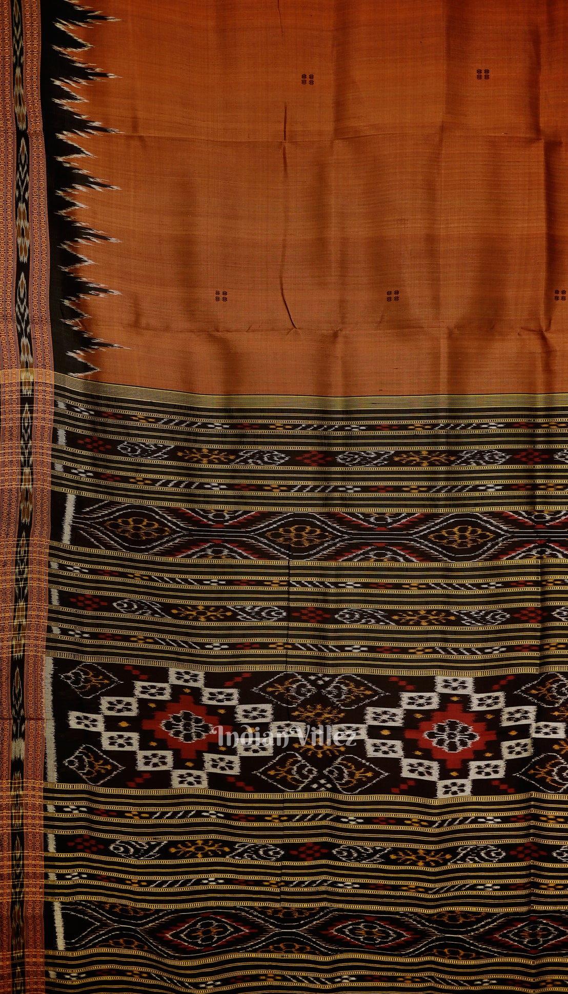 Cupper Phoda Kumbha Design Odisha Ikat Khandua Silk Saree