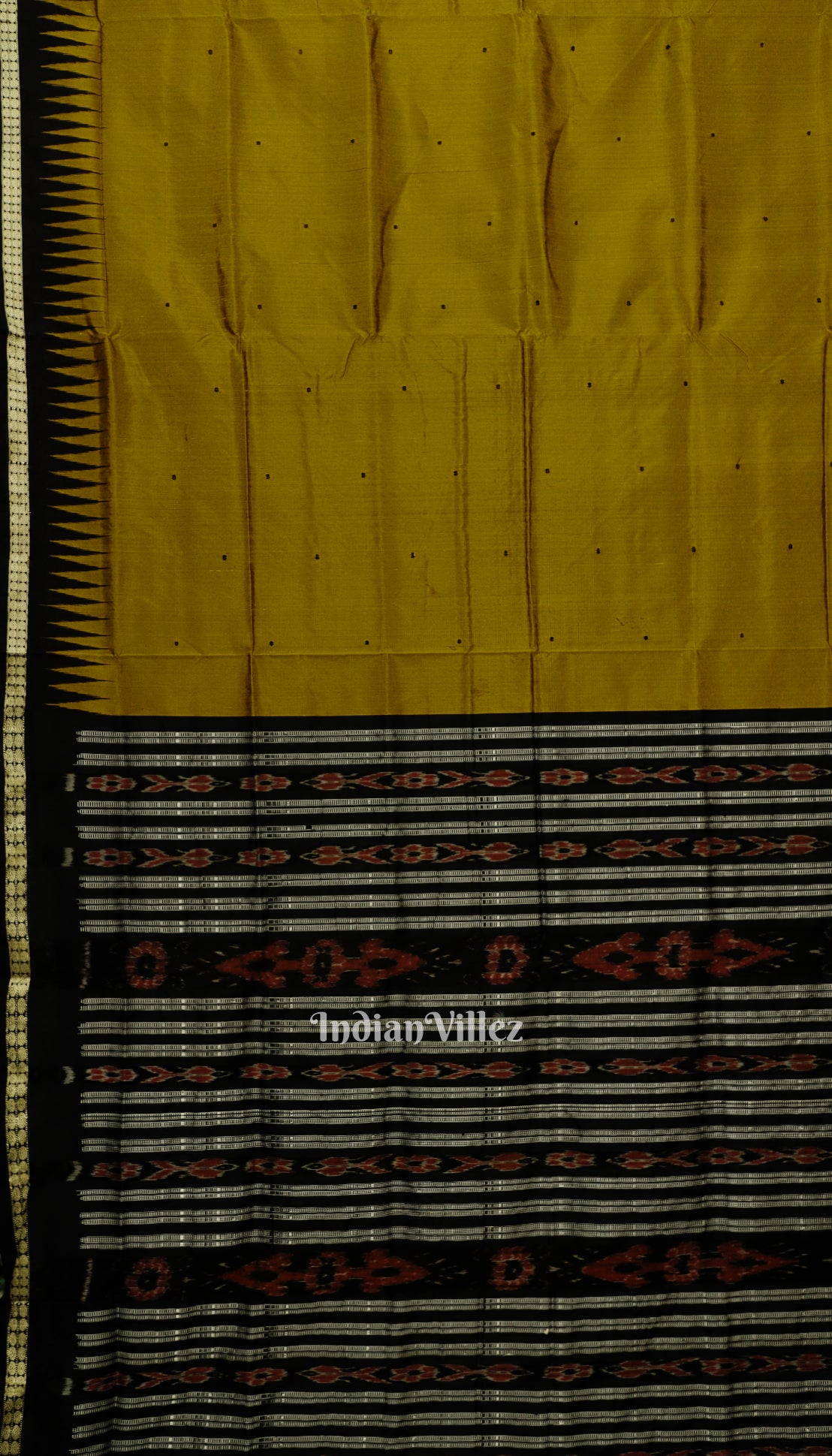 Moss Green Butta Design Odisha Ikat Bomkai Silk Saree