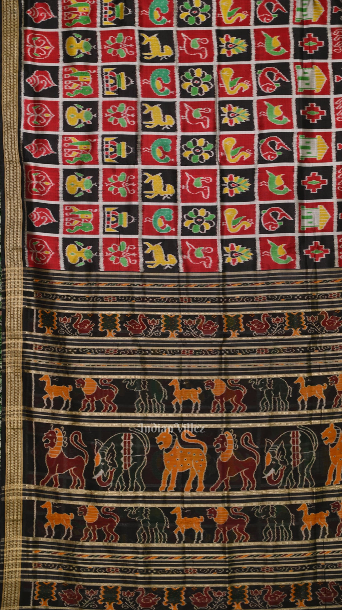  Black Nabakothi Theme Odisha Ikat Khandua Silk Saree 