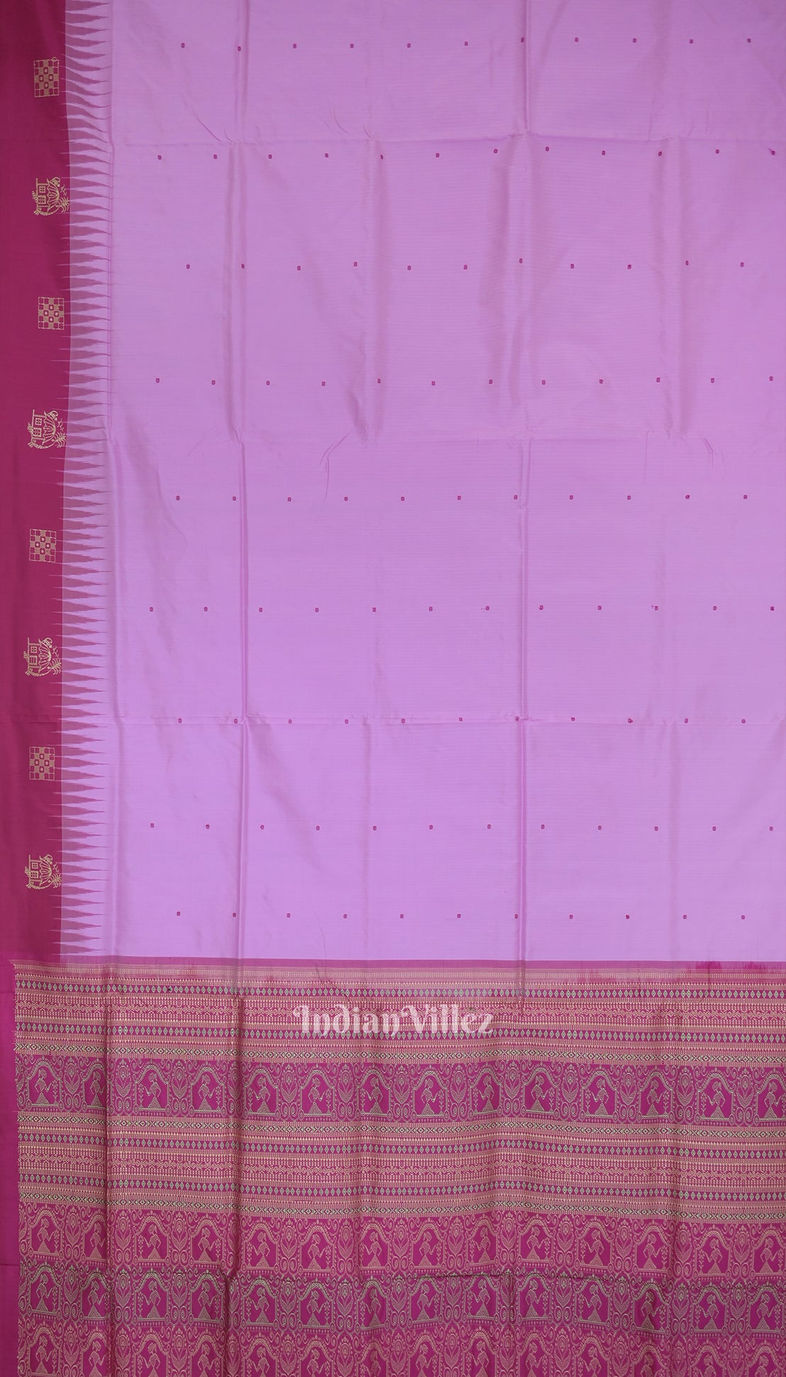 Pink Red Single Butta Contemporary Bomkai Silk Saree