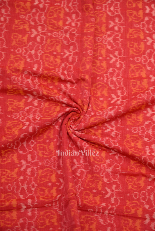 Pink Tribal Theme Sambalpuri Ikat Cotton Fabric