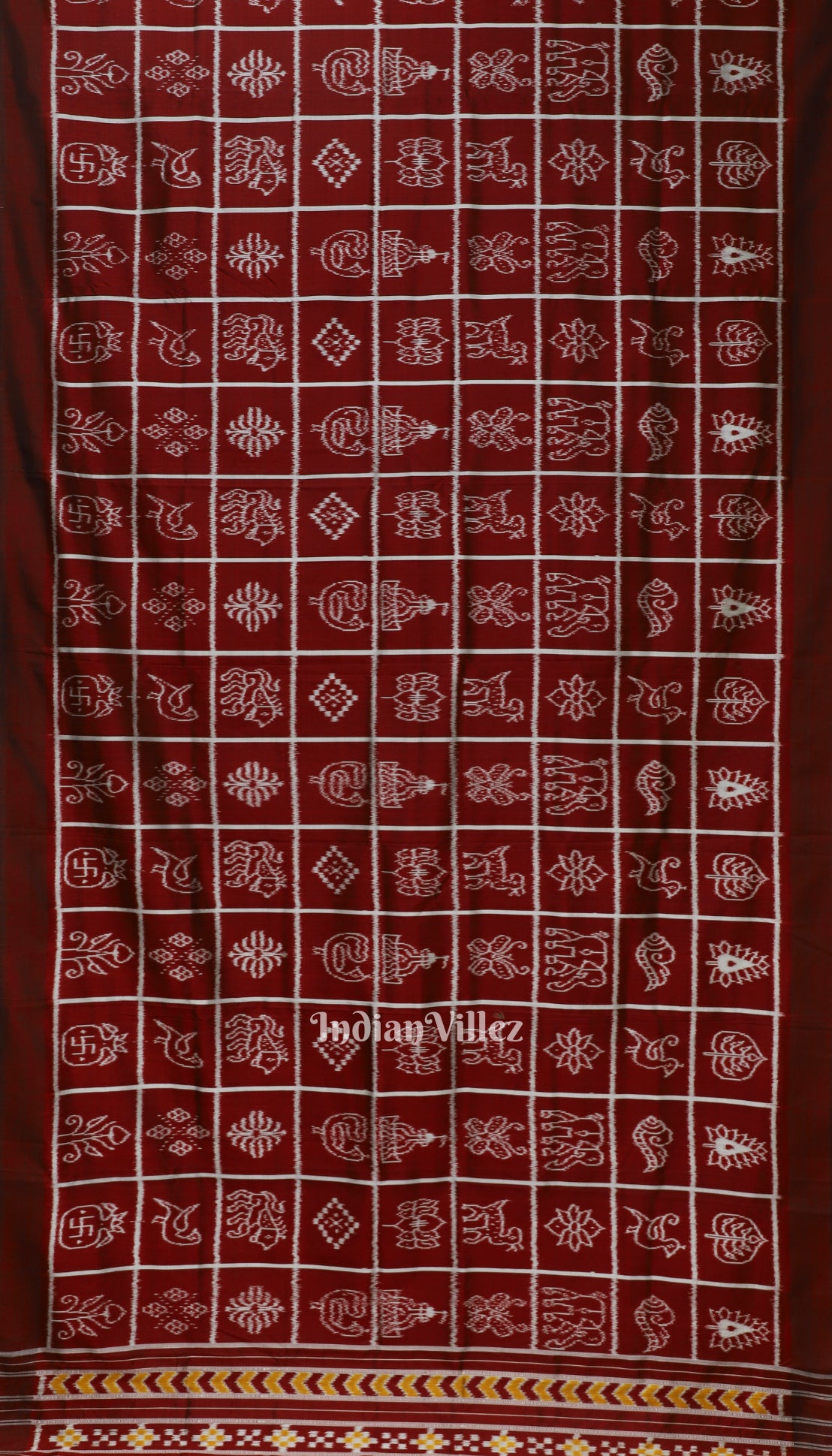 Red Nabakothi With Pasapali Anchal Odisha Ikat Contemporary Silk Saree