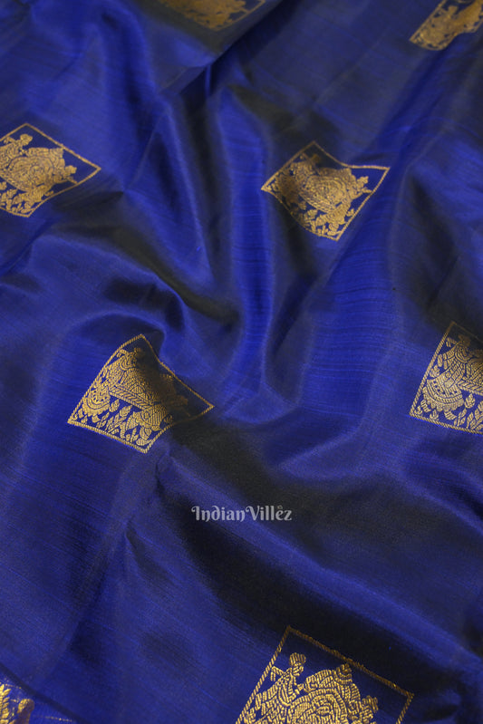 Indigo Blue Doli Barat Theme at Border Pure Kanjivaram Silk Saree