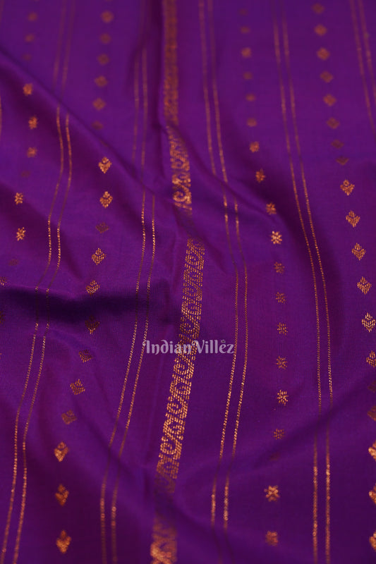 Violet  Bridal Brocade with Pista Border Kanjivaram Silk Saree