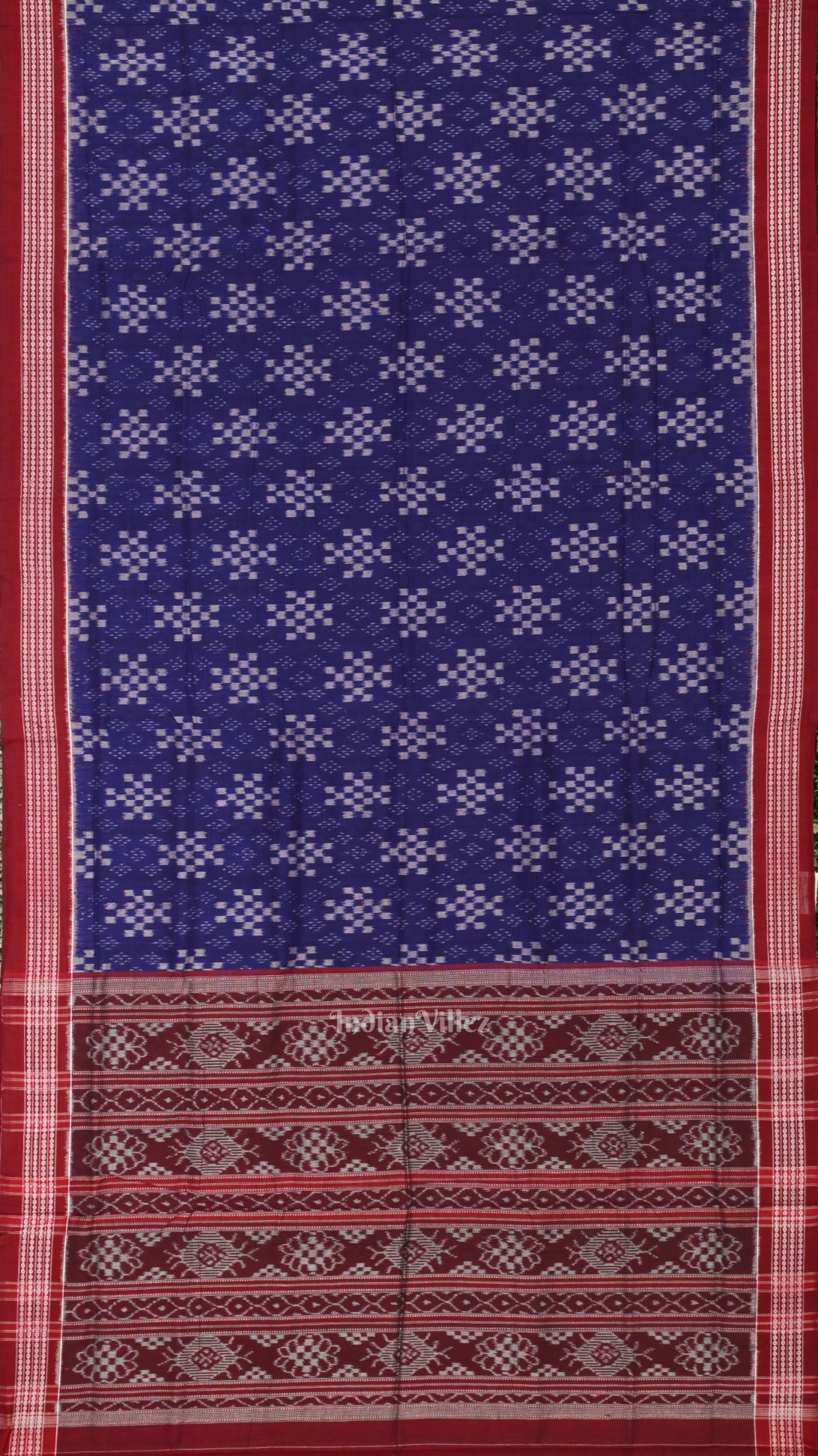 Blue Maroon Pasapali Odisha Sambalpuri Pure Cotton Saree 