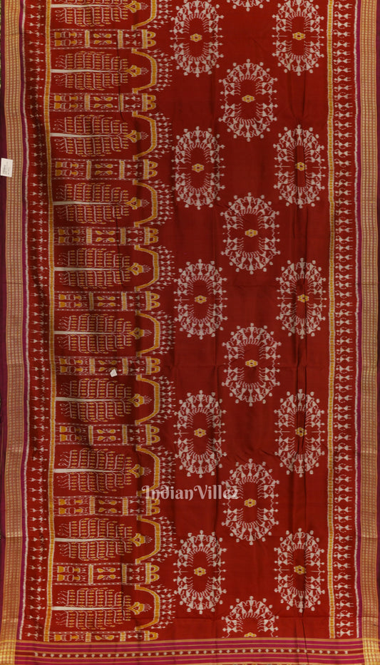 Maroon Rudrakshya Border Odisha Ikat Khandua Silk Saree