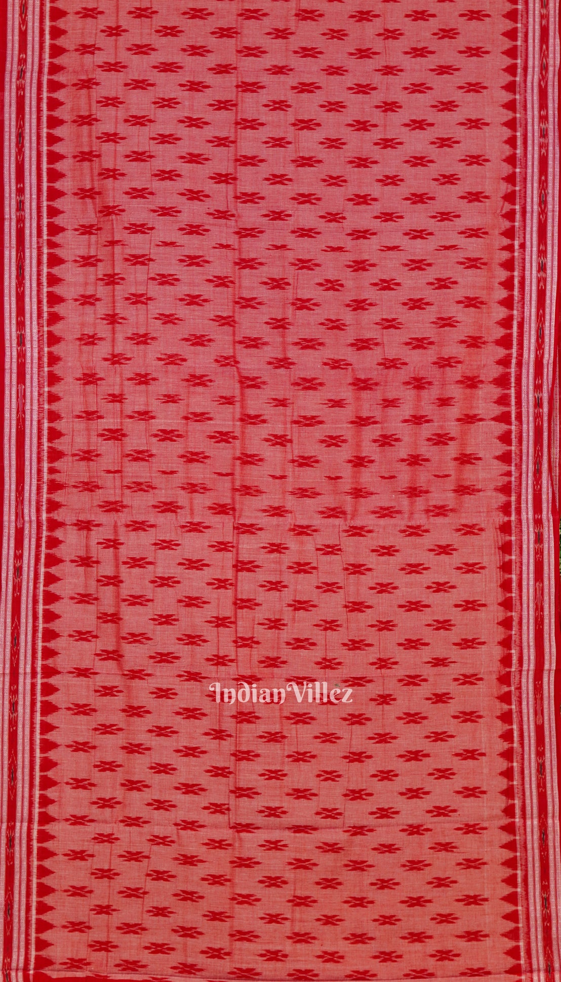 Light Red Maniabandha Butta Theme Cotton Saree