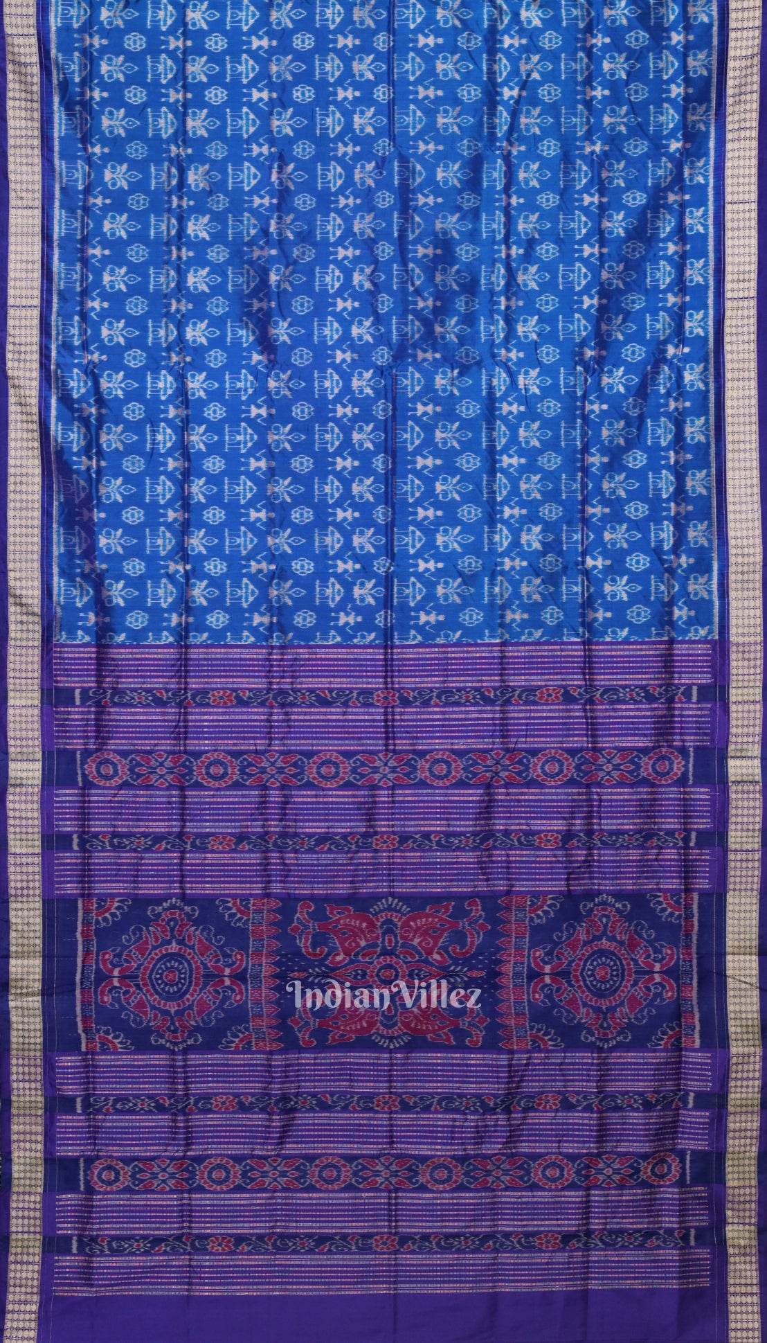 Sky Blue Odisha Ikat Tribal Sambalpuri Silk Saree