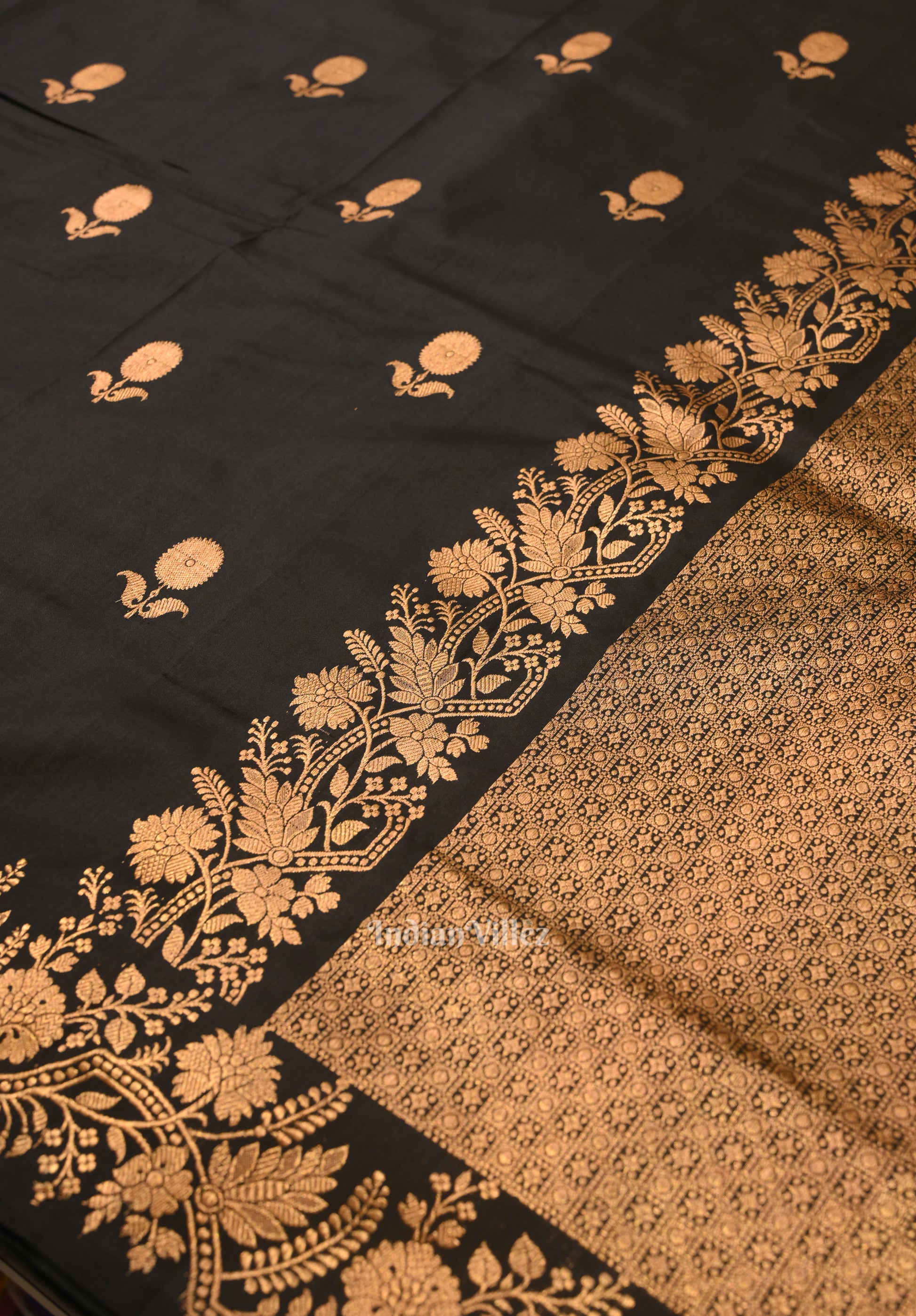 Black Designer Katan Banarasi Silk Saree