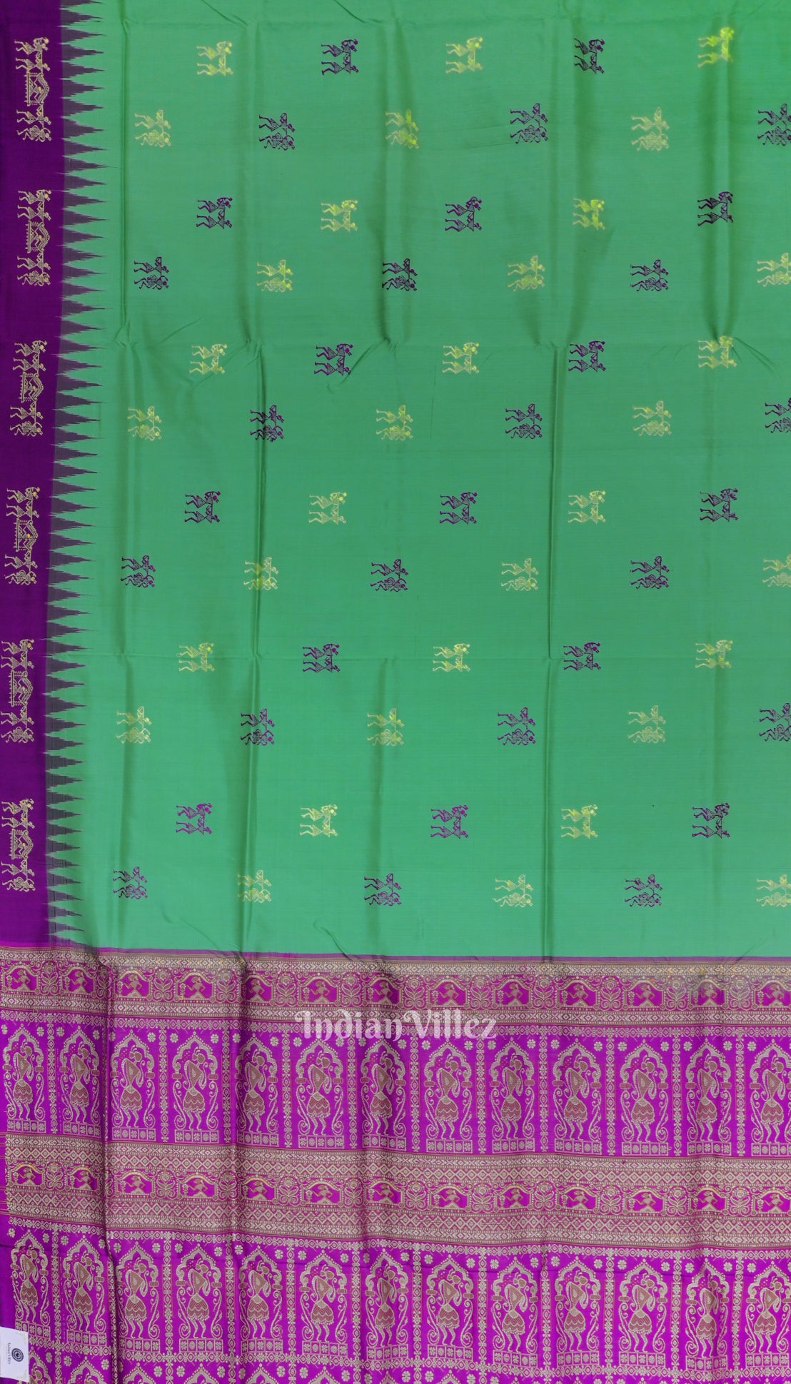 Green Magenta Tribal Doli Sawari Contemporary Bomkai Silk Saree