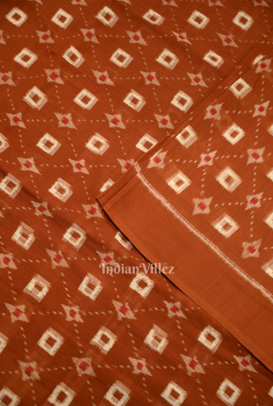 Brown Pasapali Sambalpuri Ikat Cotton Fabric