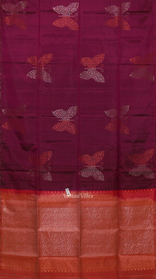 Magenta Pink Pure Kanjivaram Soft Silk Saree 