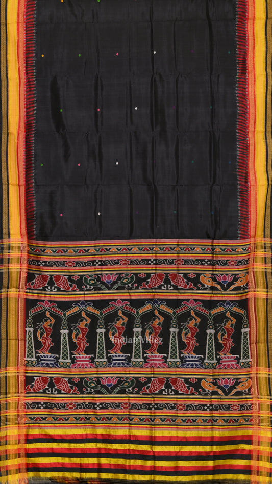 Black Kathiphera Odisha Ikat Khandua Silk Saree