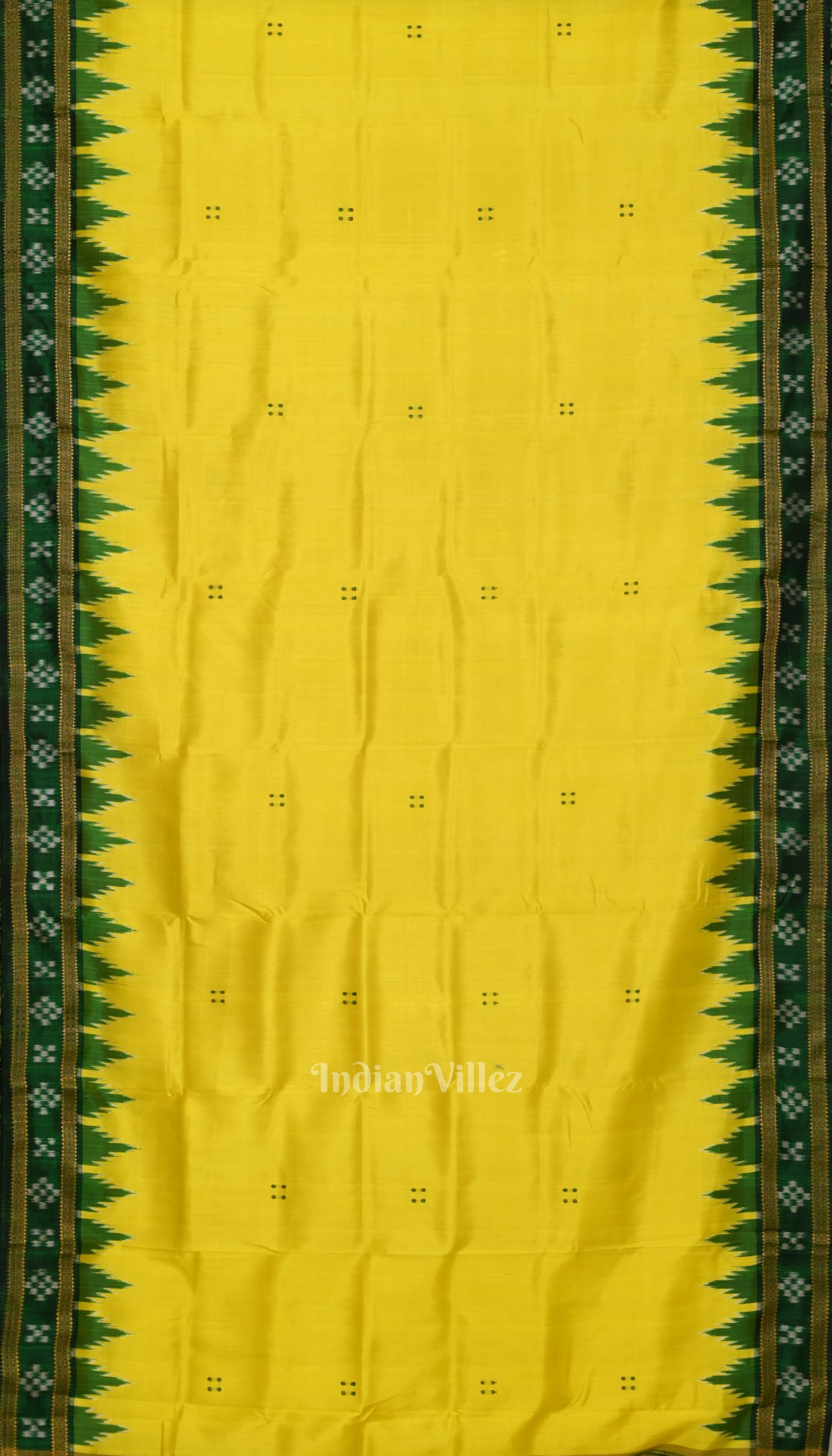 Lemon yellow Green  Pasapali Border Khandua Silk Saree 