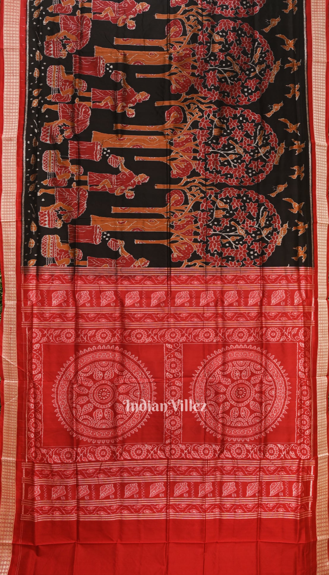 Black Forest Theme Odisha Ikat Sambalpuri Silk Saree