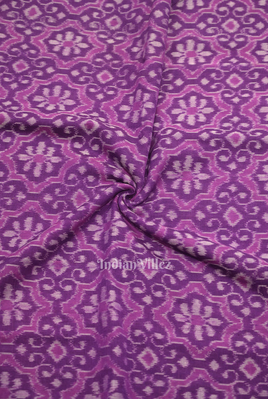 Violet Floral Motif Sambalpuri Ikat Cotton Fabric