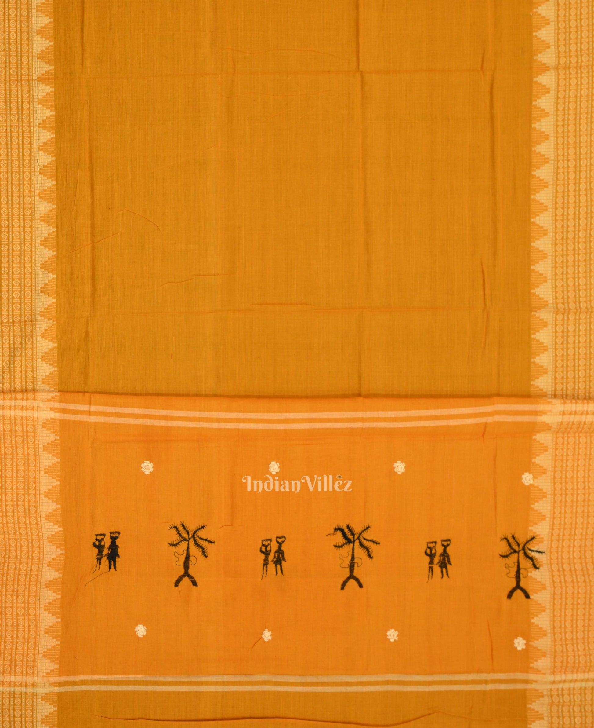 Black Yellow Tribal Design Sambalpuri Dress Material & Dupatta