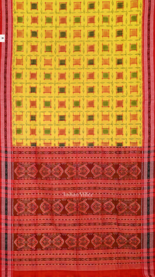 Yellow Ashwini Theme Sambalpuri Cotton Saree 