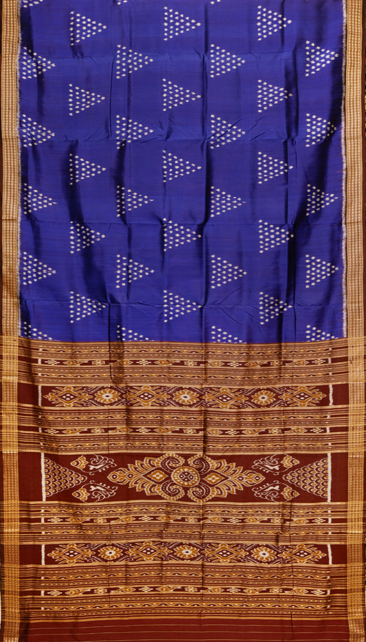 Blue Jhoti Theme Odisha Ikat Khandua Silk Saree