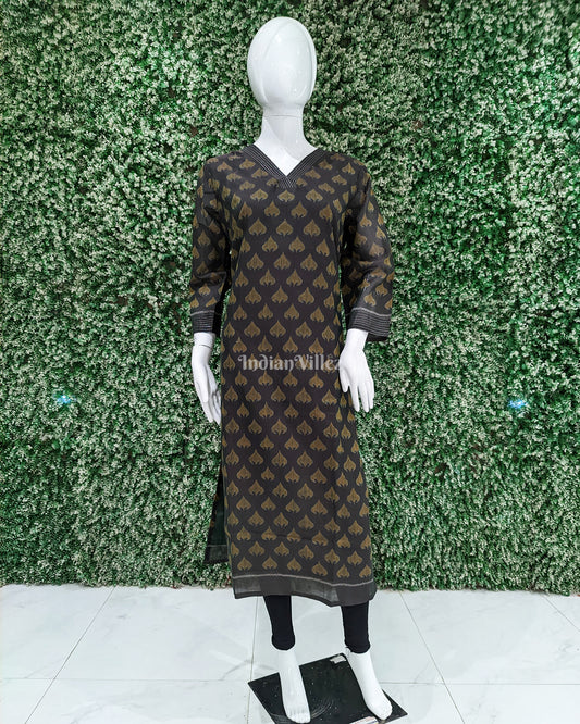 Army Green Odisha Ikat Designer Cotton Kurti for Women