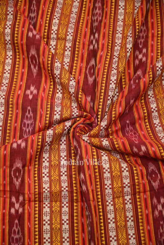 Maroon Dubby Pasapali Sambalpuri Ikat Cotton Fabric