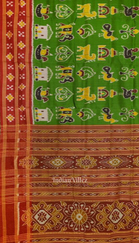 Green Nabarangi Nabakothi Border Pasapalli Odisha Ikat Khandua Silk Saree