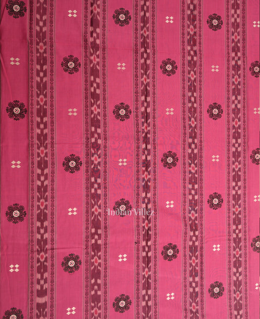 Baby Pink Black Flower Buti Odisha Ikat  Sambalpuri Dress Material & Dupatta