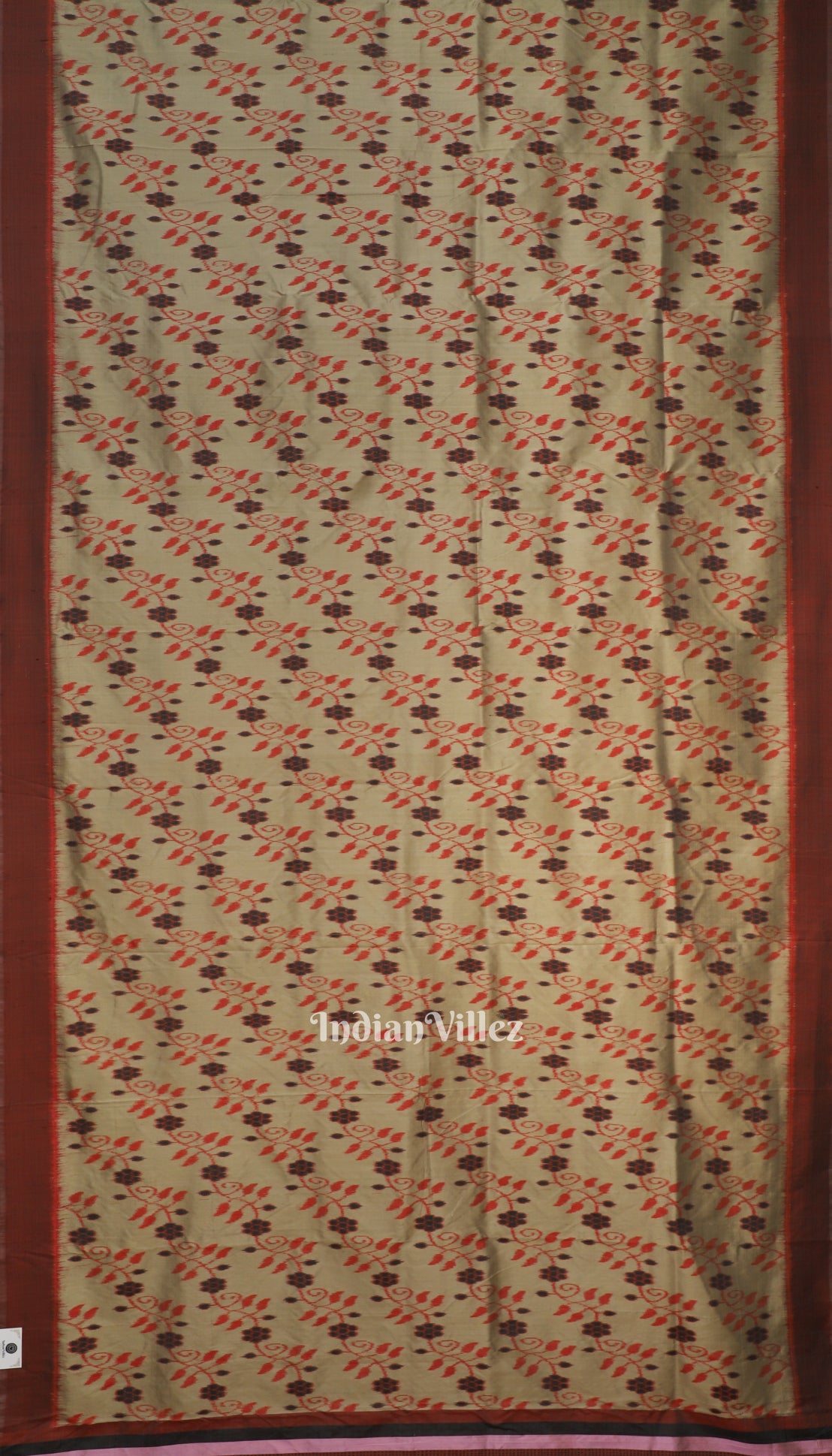 Varnish Red Dali Theme Odisha Ikat Contemporary Silk Saree