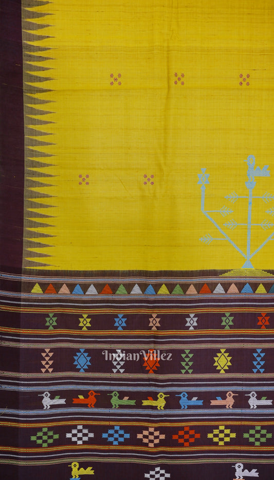 Yellow Ganjam Bomkai Gopalpur Tussar Silk Saree