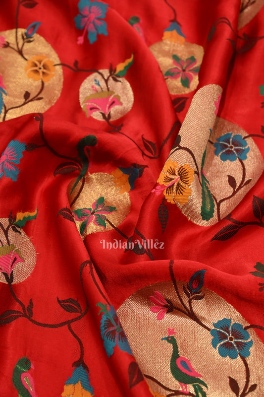 Attractive Bridal Red Banarasi Katan Silk Saree