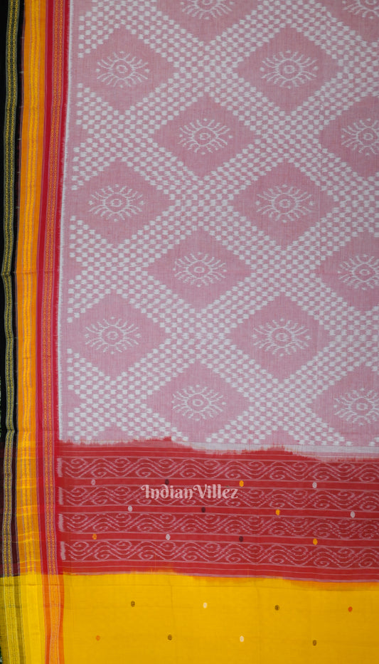 Light Pink Odisha Ikat Sambalpuri Pure Cotton Saree