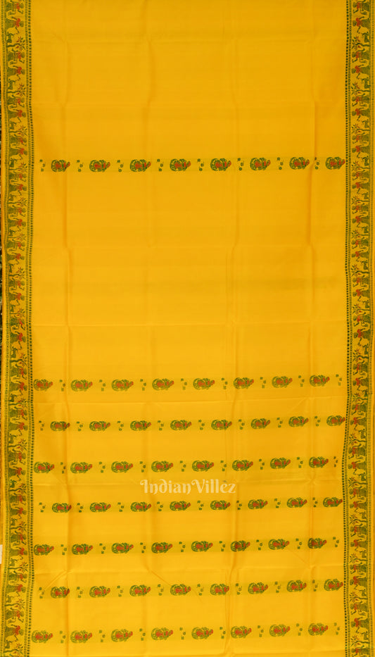 Yellow Handwoven Baluchari Silk Saree