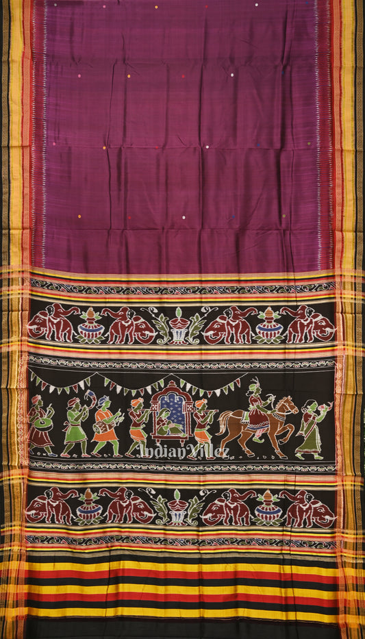 Maroon Kathiphera Doli Barat Theme Khandua Silk Saree