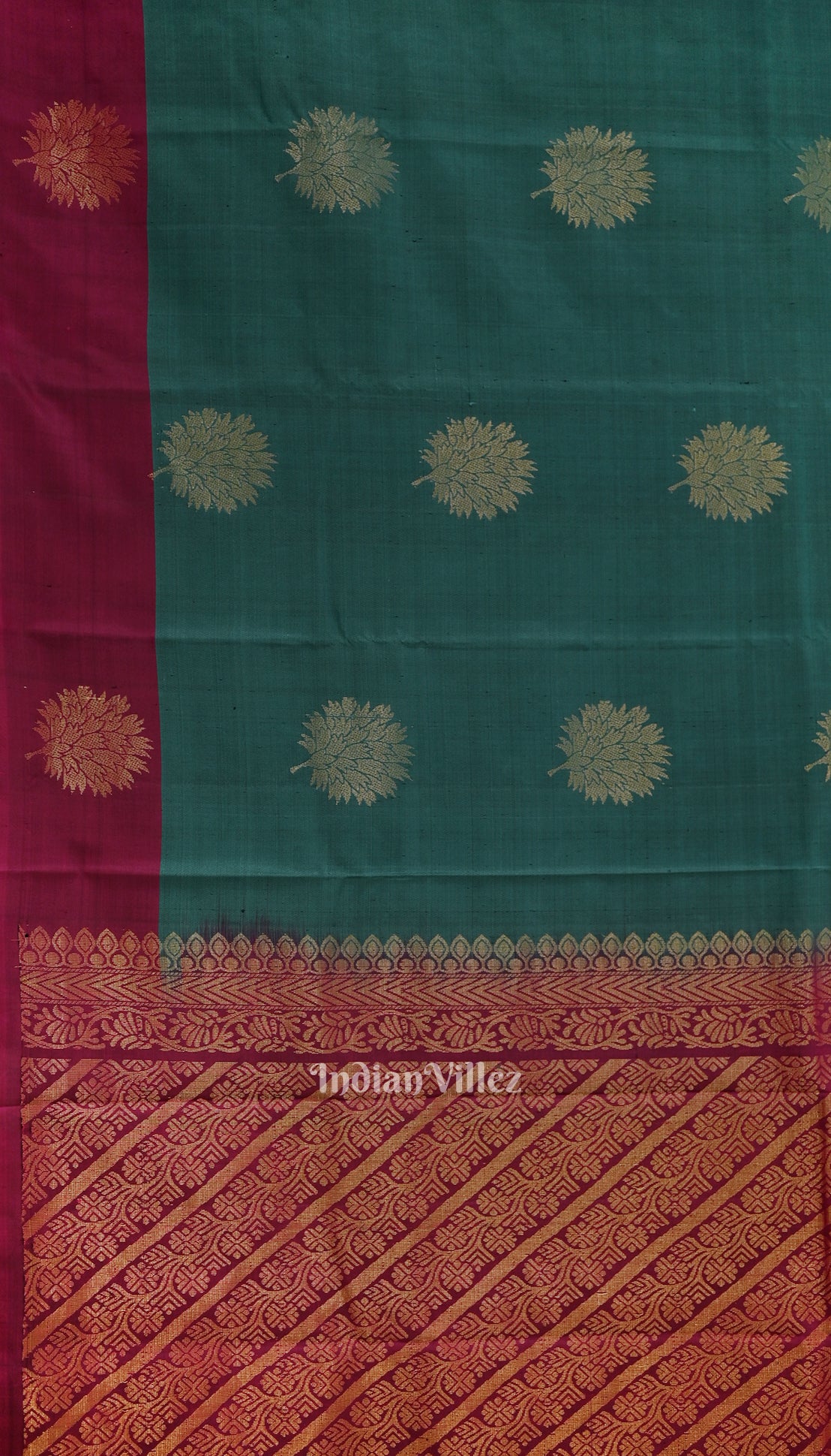 Hunter Green With Royal Maroon Pure Kanjivaram Soft Silk Saree