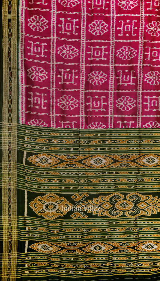 Rani Pink Odisha Ikat Khandua Silk Saree