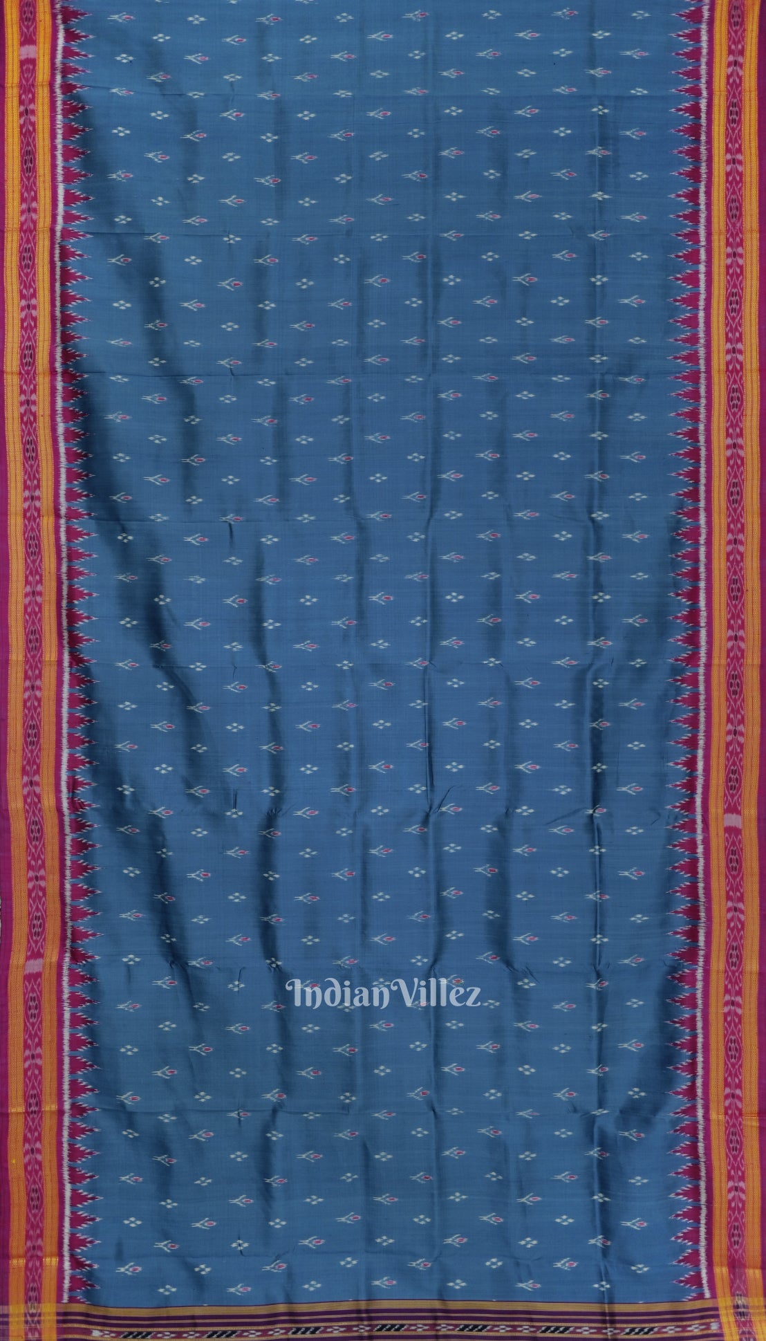 Steel Blue Mayur Chandrika Odisha Ikat Khandua Silk Saree