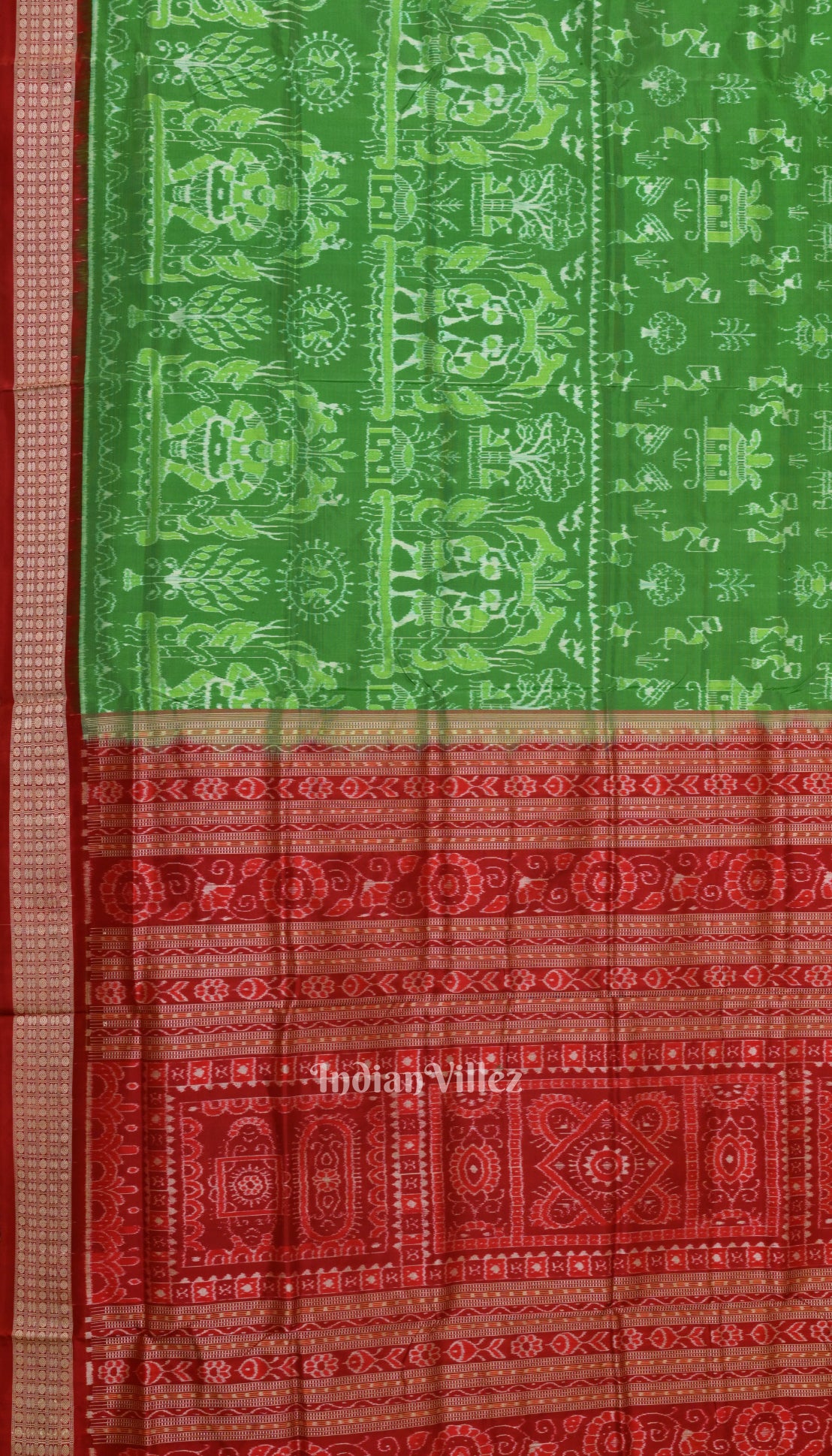 Green Odisha Ikat Tribal Exclusive Sambalpuri Silk Patta Saree