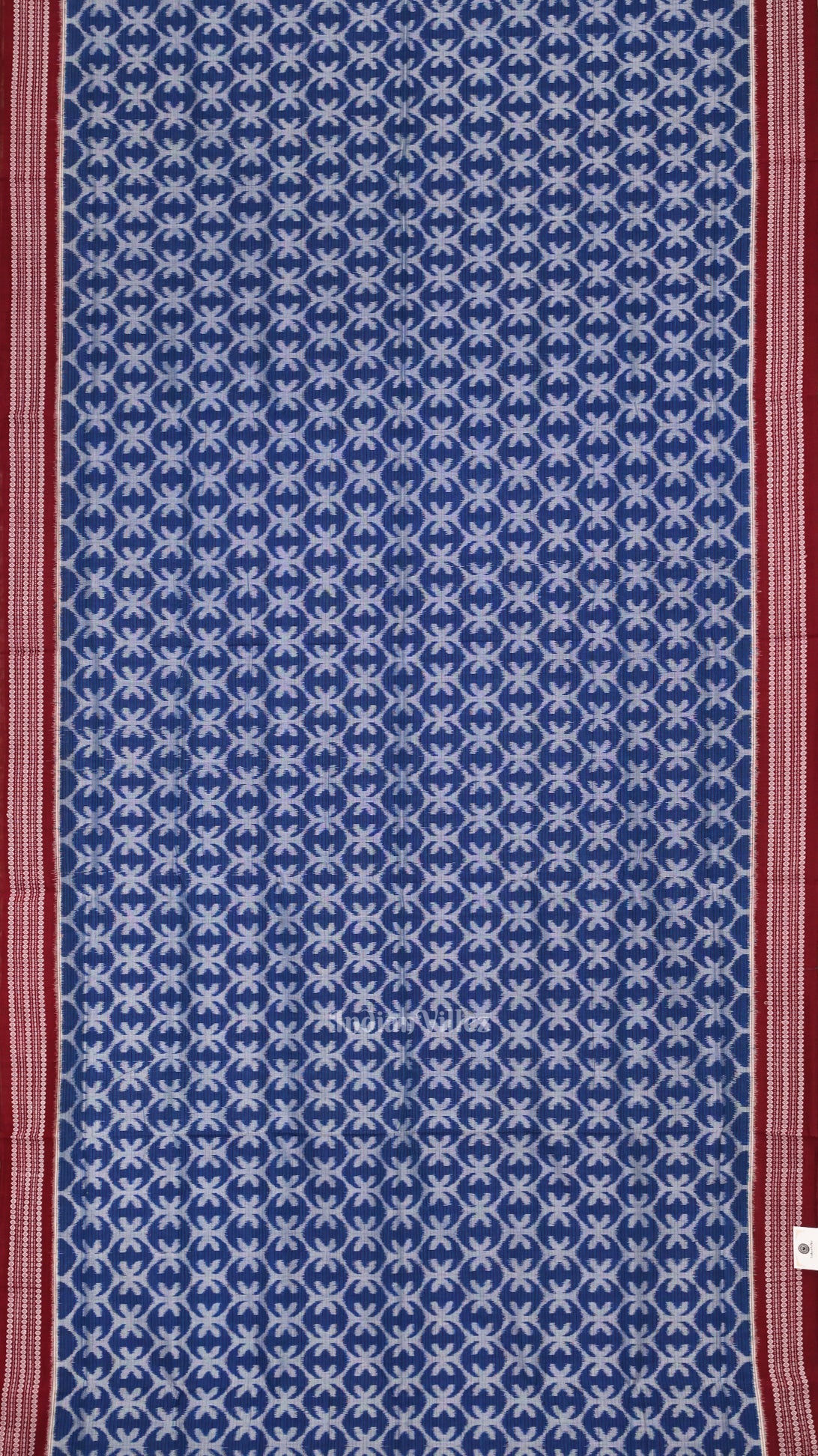 Blue Maroon Floral Theme Sambalpuri Ikat Cotton Saree