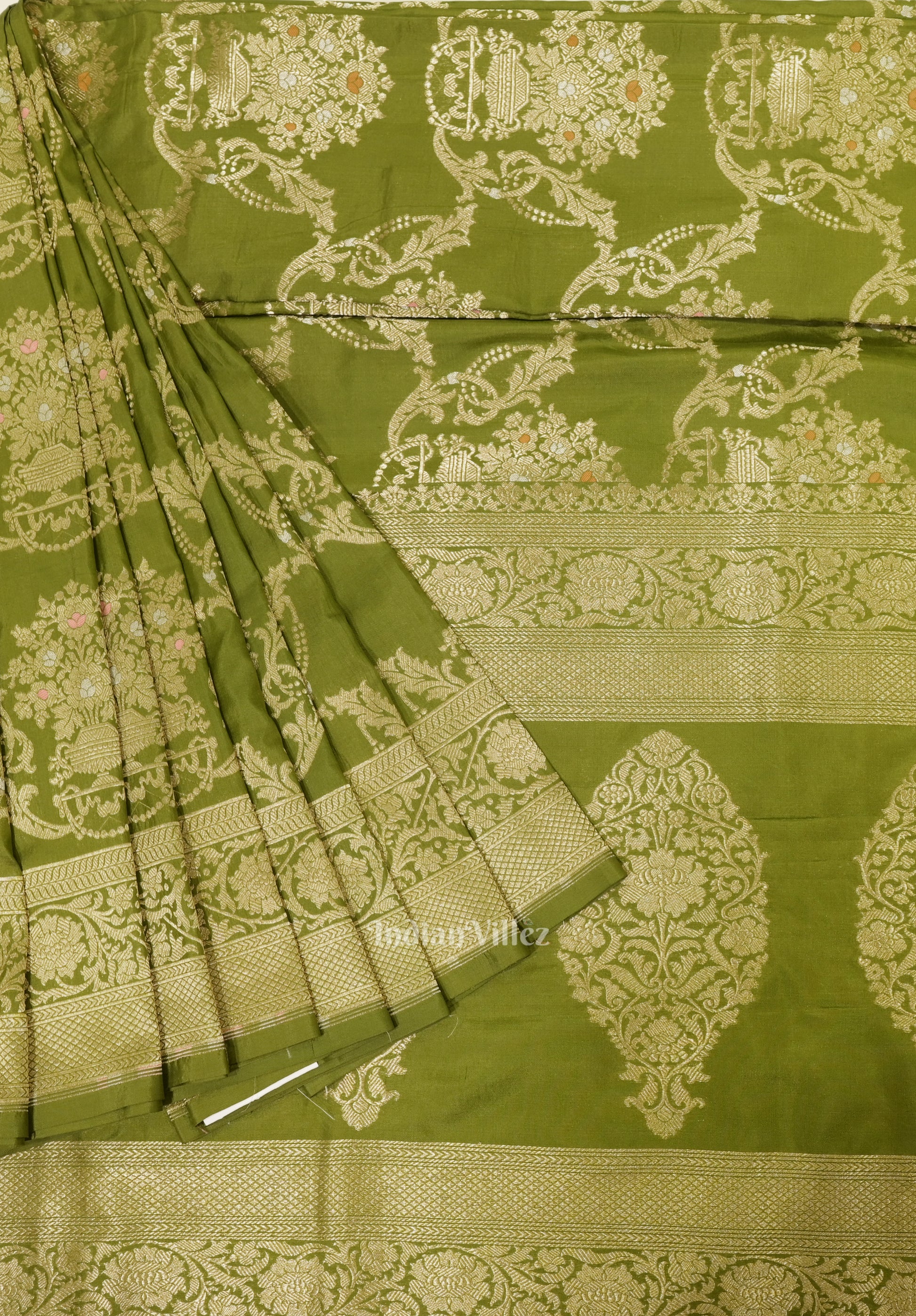 Green Meenakari Banarasi Katan Silk Saree