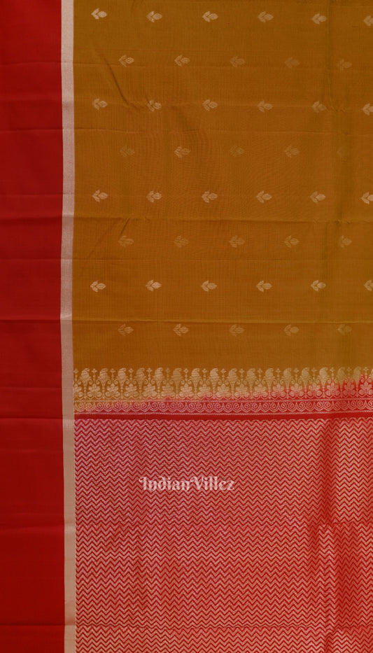 Reddish Golden Yellow Pure Kanjivaram Soft Silk Saree