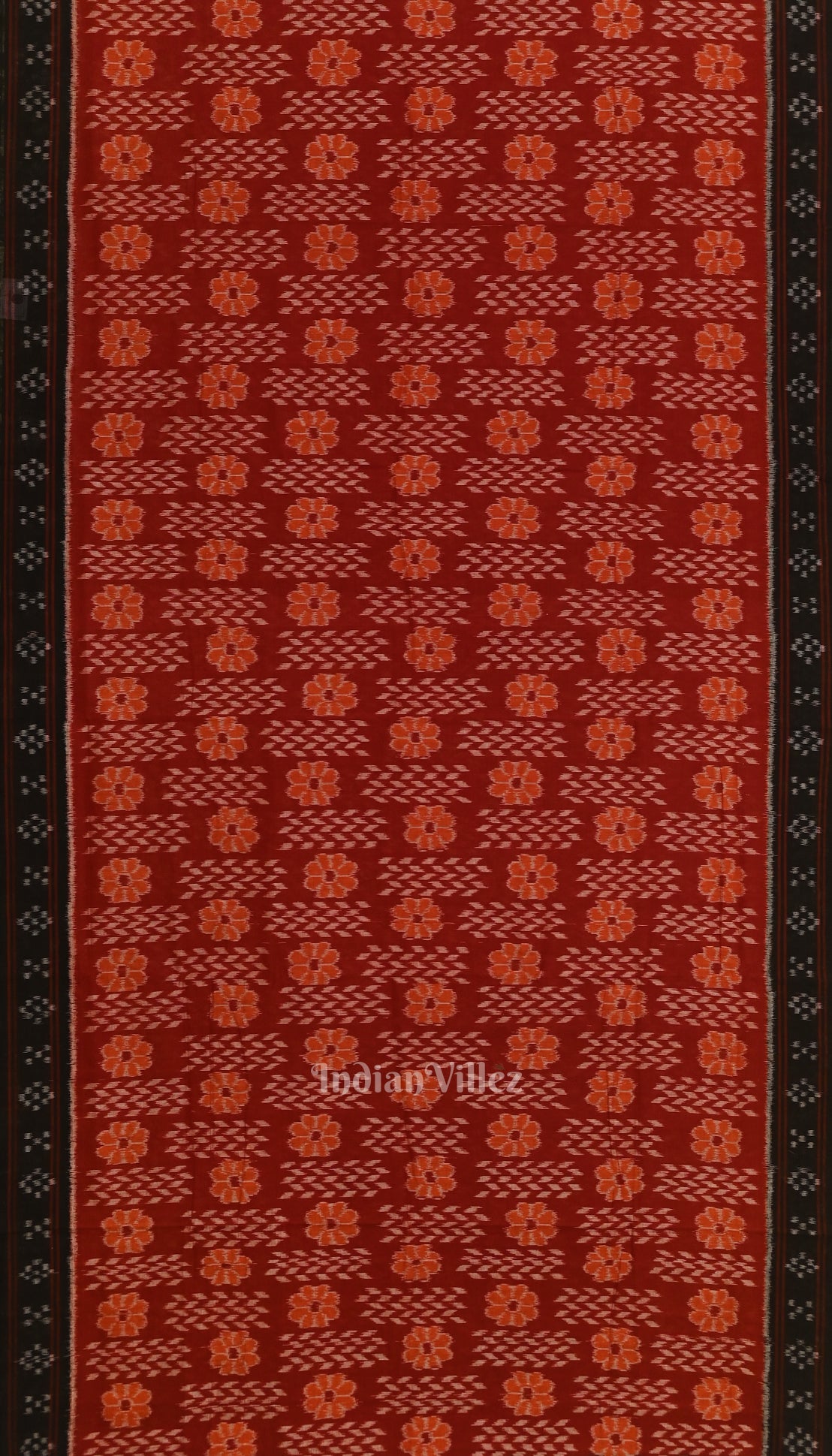 Deep Maroon with Black Odisha  Sambalpuri Pure Cotton Saree