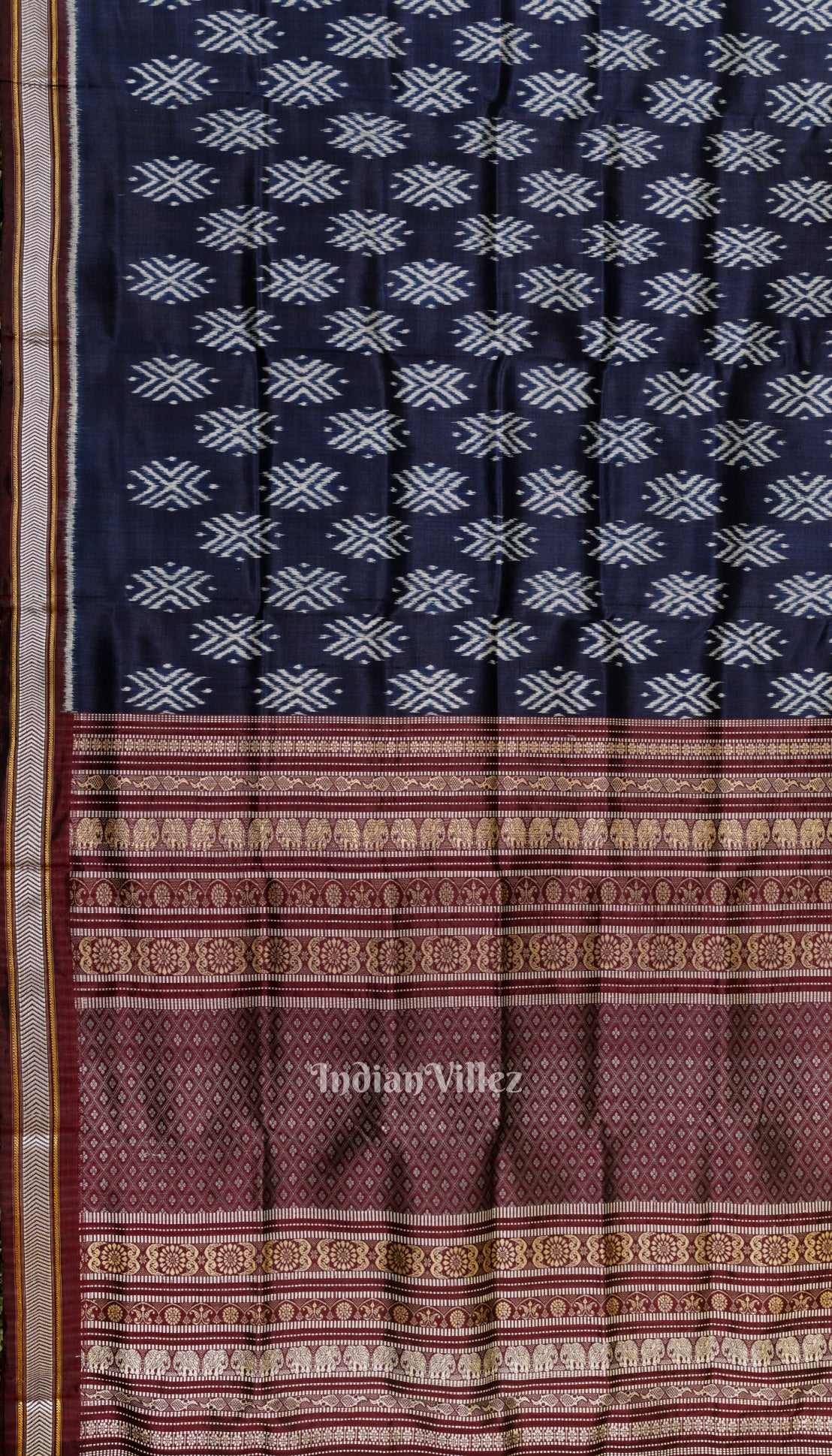 Berry Blue Dongria Border Contemporary Silk Saree