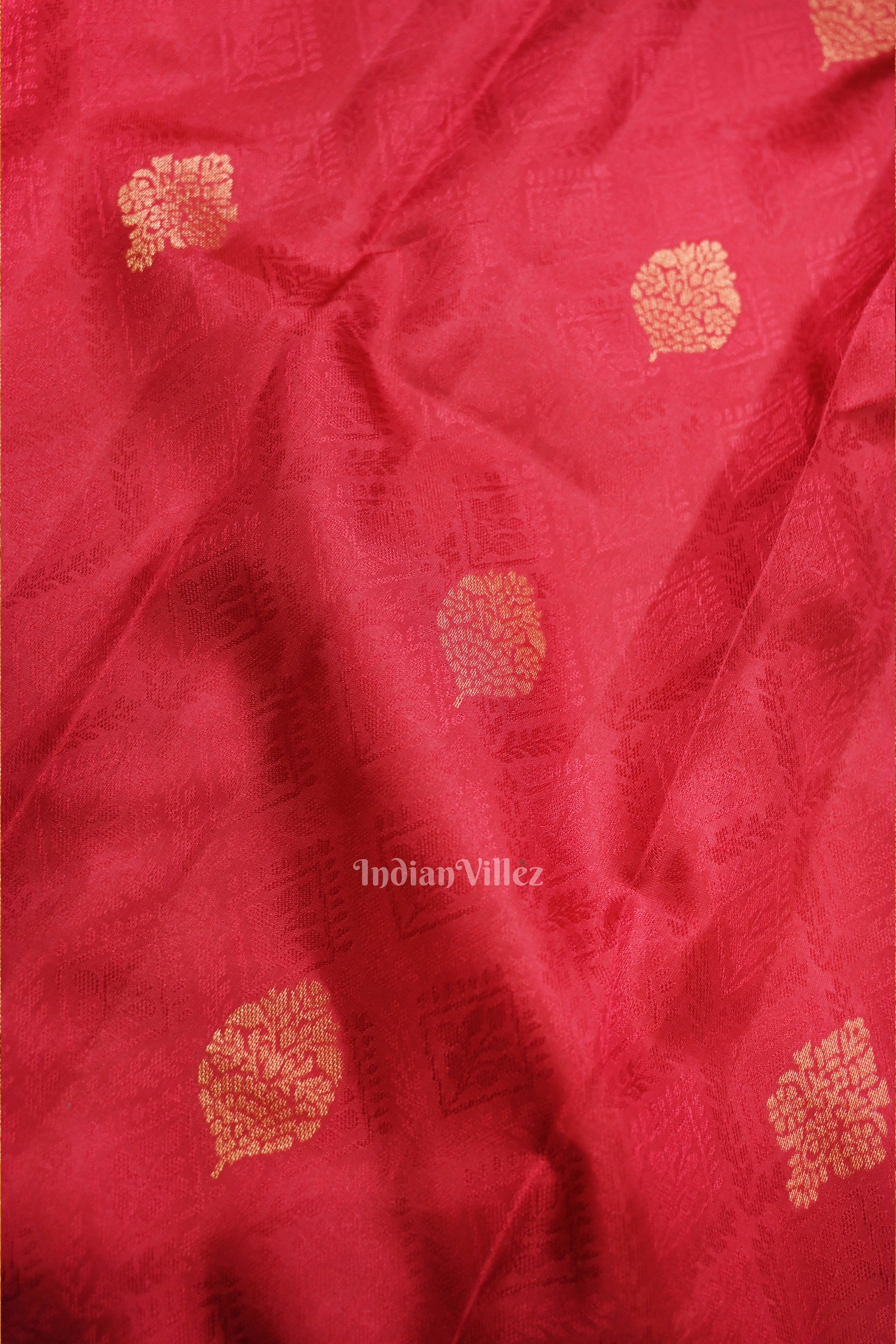 Cherry Red Pure Kanjivaram Silk Saree with Zari Brocade