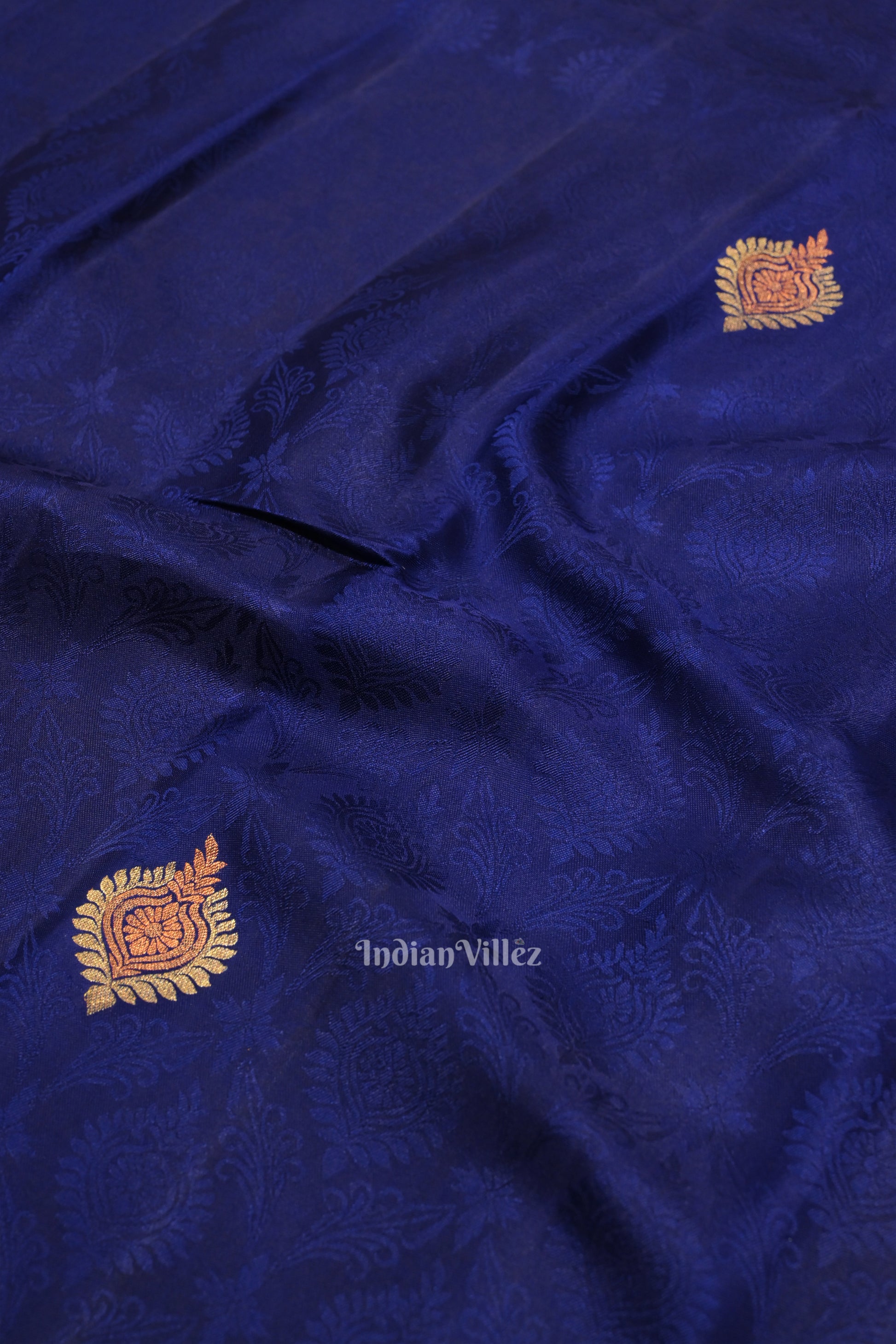 Indigo Blue Contemporary Kanjivaram Silk Saree
