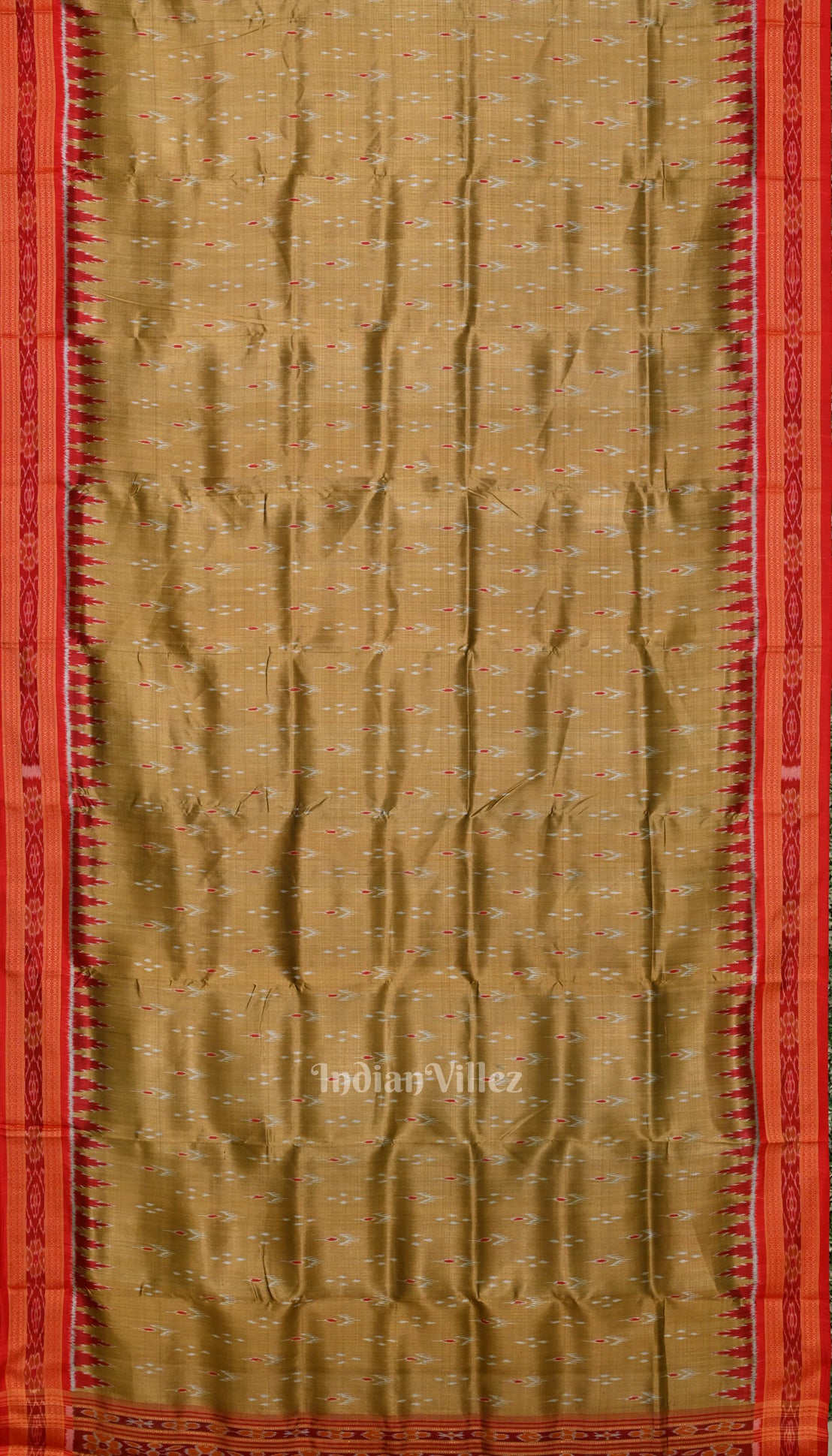 Khaki Mayur Chandrika Khandua Silk Saree