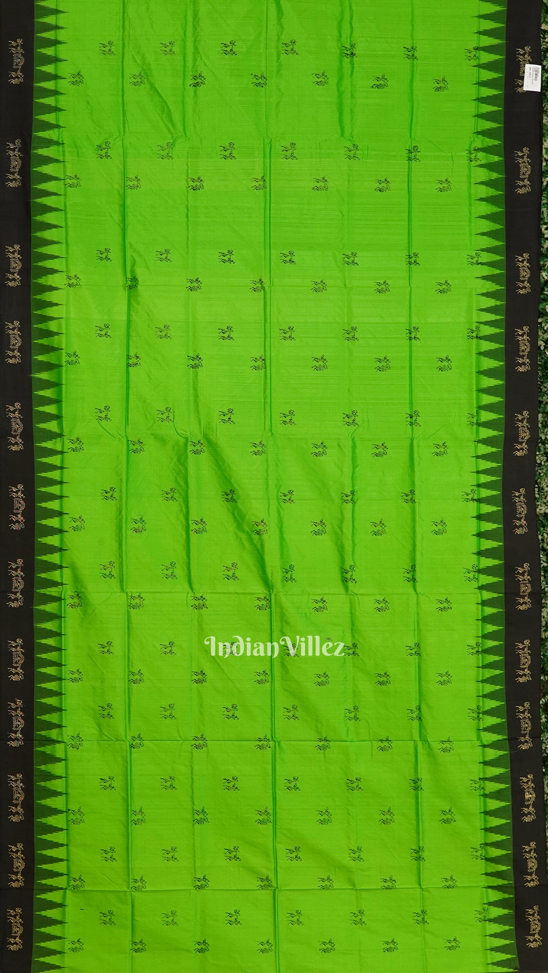 Parrot Green Tribal Doli Sawari Sambalpuri Bomkai Silk Saree