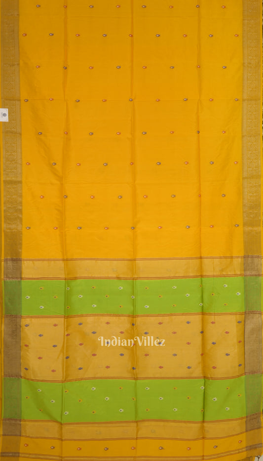 Yellow With Green Pure South Soft Silk Saree