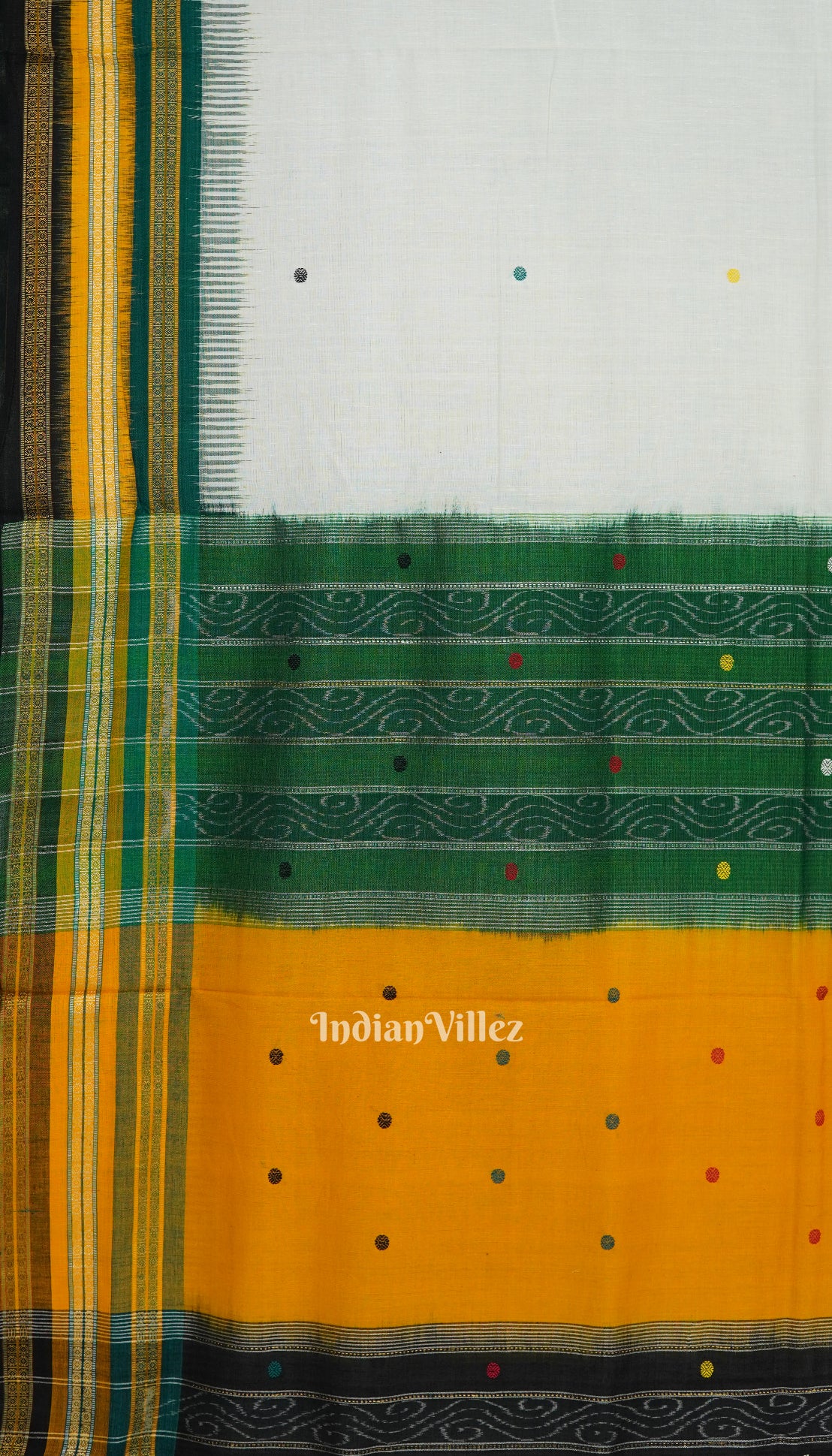 White Odisha Ikat Khandua Kathiphera Cotton Saree