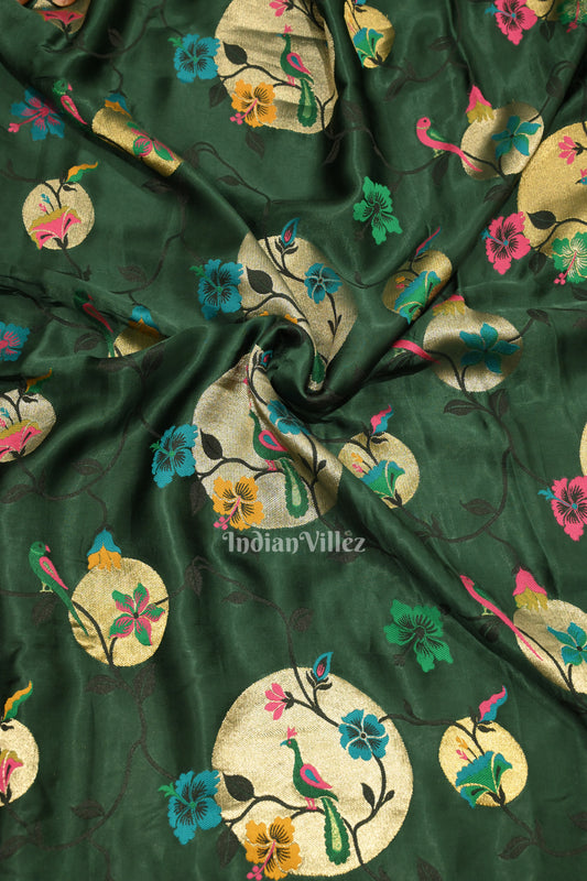 Leaf Green Tussar Georgette Banarasi Saree