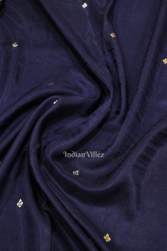 Navy Blue Designer Katan Banarasi Silk Saree